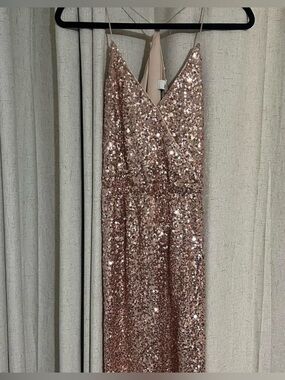 badgley mischka rose gold sequin dress | Dresses | Badgley Mischka Pageant gown